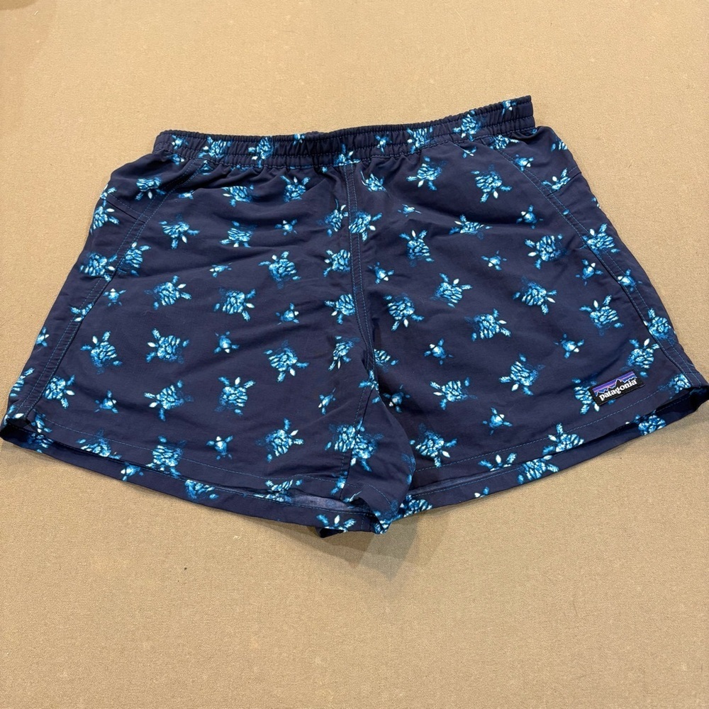 Patagonia Women’s Baggies Short Little Flippers Turtle Print Stellar Blue XS NWT
